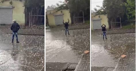 Man Standing In Middle Of Hail Storm Has Mzansi Wondering If Its
