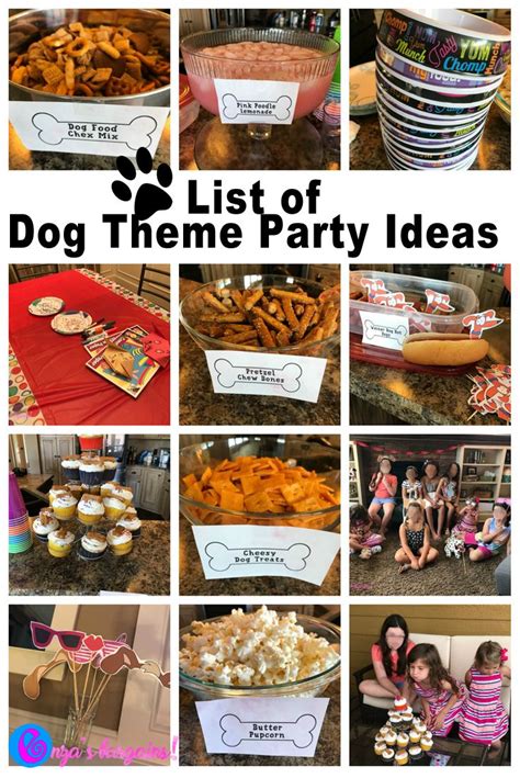 A Collage Of Pictures With Dog Theme Party Ideas On It And The Words