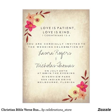 Christian wedding invitation wording elegant sample wedding. Christian Bible Verse Rustic Country Floral Invitation ...
