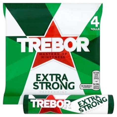 Trebor Extra Strong Peppermint Mints 4 Rolls 166g Caletoni