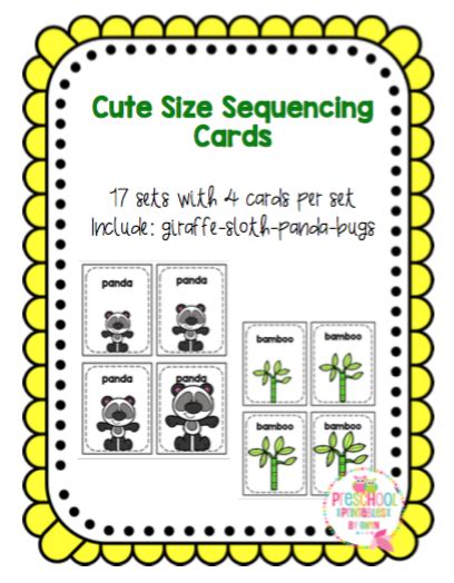 Cute Size Sequencing Cards ~ Preschool Printables