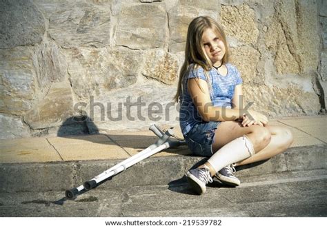 Little Girl Crutches Isolated On White Stock Photo 219539782 Shutterstock