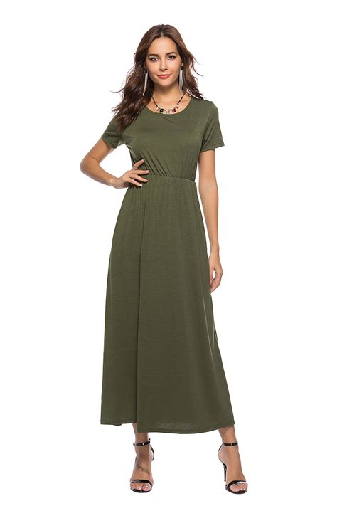 Solid Short Sleeve Maxi Dress Maxi Dress With Sleeves