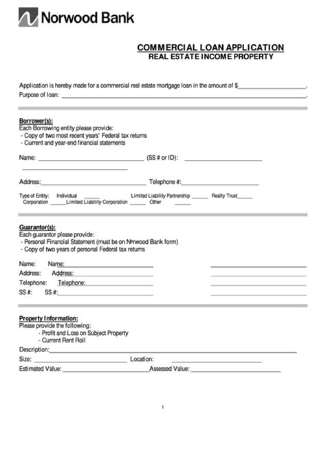 • to be completed by the applicant after carefully reading and understanding the basic rules and requirements. Commercial Loan Application Form printable pdf download