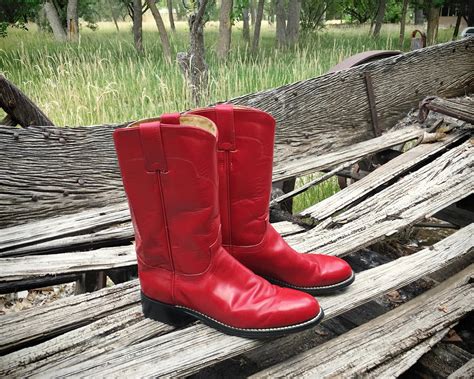 Vintage Womens Size 6 B Red Cowboy Boots Tony Lama Roper Cowgirl Boots