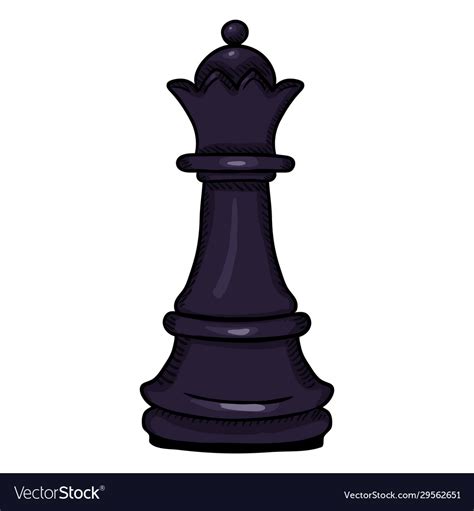 Single Cartoon Black Queen Chess Figure Vector Image