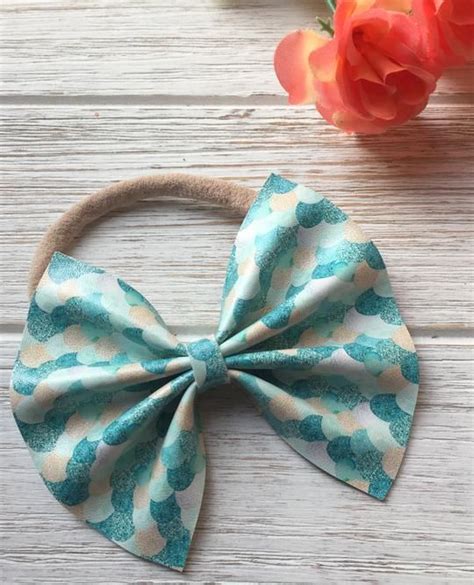 Mermaid Faux Leather Bow Diy Leather Bows Leather Bows Fabric Bows