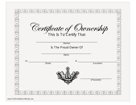 Certificate Of Ownership In A Corporation Free Printable For Business Sexiz Pix