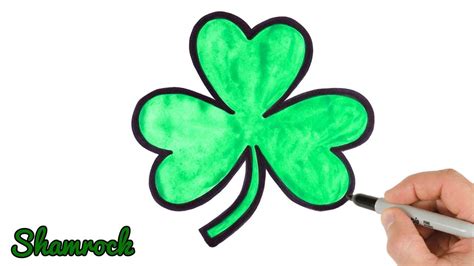 How To Draw Shamrock Easy St Patricks Day Drawings Youtube
