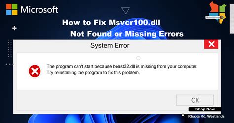 How To Fix Msvcr100dll Not Found Or Missing Errors Mikrosoft Kenya