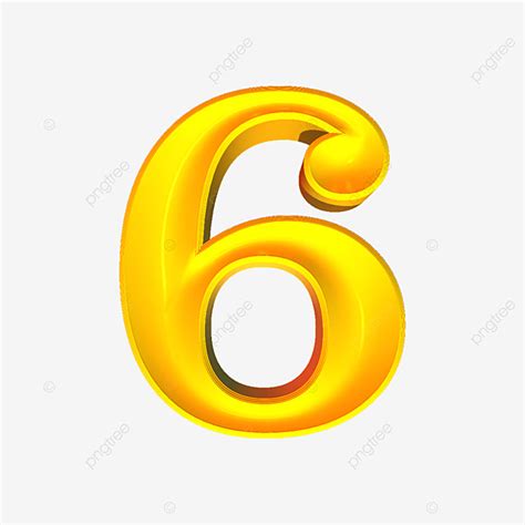 Number 6 Clipart Hd Png 3d Rendring Yellow Color Glossy Number 6 3d