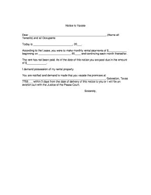 Texas 30 day notice to quit | month to month tenancy. Bill Of Sale Form Texas Eviction Notice Template ...