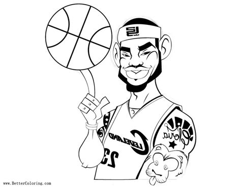 1, 2, 3 cc standards: Lebron James Coloring Pages with Basketball Cartoon ...