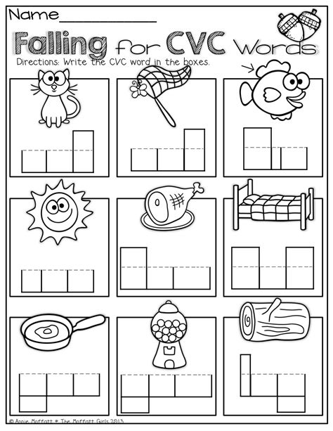 Fall Color By Cvc Words Worksheets Mamas Learning Cor