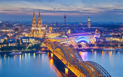 🔥 Download Wallpaper Cologne Germany Cathedral Night City Houses Bridge