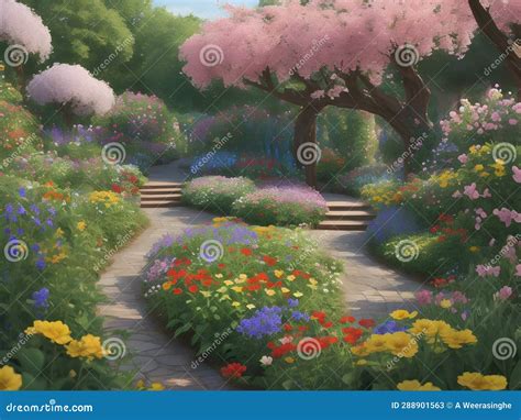 Enchanted Bloomscape, Cinematic Flower Garden Wallpaper in Vibrant