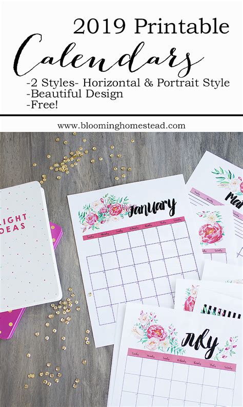 2019 Printable Calendars By Blooming Homestead Blooming Homestead