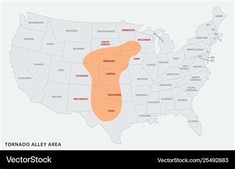 Map Tornado Alley Area In United States Royalty Free Vector