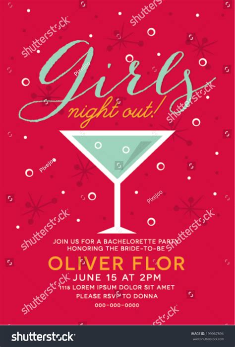 Girls Night Out Party Invitation Cocktail Stock Vector Royalty Free