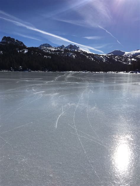 Rare Conditions Allow For Ice Skating On Lakes In The Sierra