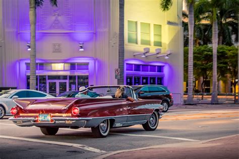 City Tour In An Antique Car Miami Antique Poster