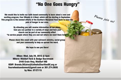 No One Goes Hungry Planning And Outreach Event Is Next Wednesday This