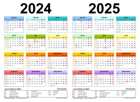 Calendrier 2024 Et 2025 Excel Word Et Pdf Calendarpedia