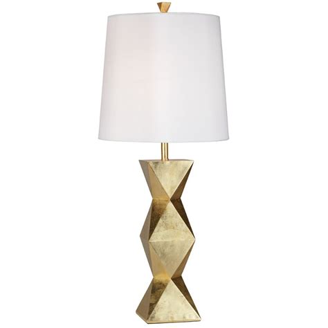 As a side lamp on a sideboard or a side table, it will bring its soft light. Gold Leaf with a Light Glaze Geometric Tower Table Lamp ...