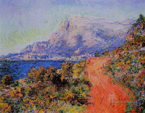 Floppy hats, baseball hats, panama hats, cloche hats The Red Road near Menton Claude Monet Painting in Oil for Sale