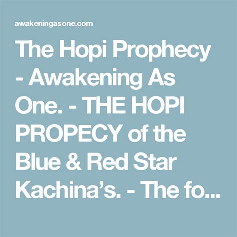 The Hopi Prophecy Awakening As One The Hopi Propecy Of The Blue