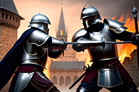 Medieval Knights Fighting Stock Illustrations 201 Medieval Knights