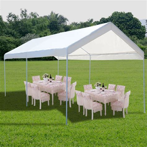 For less hassles, two or more persons are needed to assemble the canopy. 10 x 20 Steel Frame Canopy Shelter Portable Car Carport ...