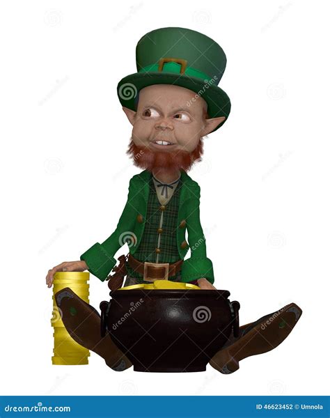 Leprechaun With A Pot Of Gold Stock Illustration Illustration Of Leprechaun Happy