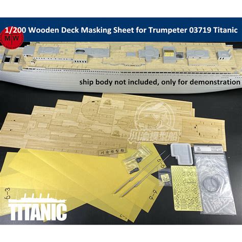 1200 Wooden Deck Masking Sheet Metal Mast For Trumpeter 03719 Titanic