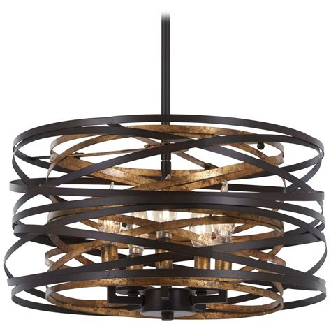 Drum and cone shade pendant lights are an easy and affordable way to freshen up a room. Minka Lavery Vortic Flow Dark Bronze with Mosaic Gold ...