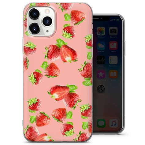 Strawberry Phone Case Berries Pattern Cover For Iphone 12 11 Etsy