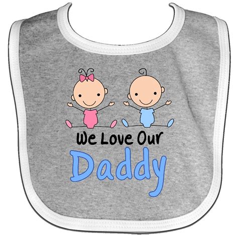 Inktastic Boy Girl Twins Love Daddy Baby Bib And Stick Figure Babies