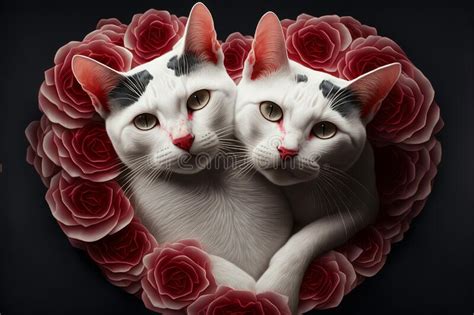 Valentines Day Cuddling Animals Japanese Bobtail Couple1 Generative