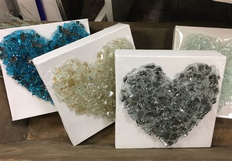 Crushed Glass Hearts 6 X 6 Broken Glass Crafts Glass Art Projects