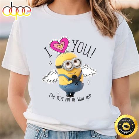Minions Valentines Day Dave I Love You Angel Wings T Shirt