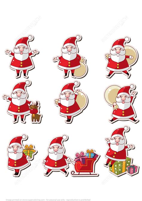 printable santa claus stickers free printable papercraft templates