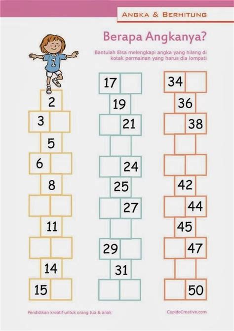Soal latihan penjumlahan untuk anak sd modul belajar mandiri rumah. hitung angka 1-50, belajar anak 1 SD, deret bilangan ...