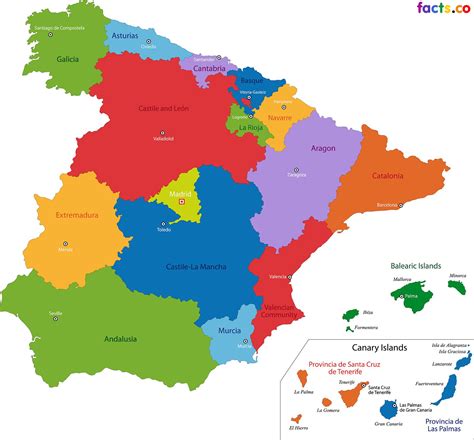 Mappa Delle Regioni Della Spagna Mappa Politica E Statale Della Spagna