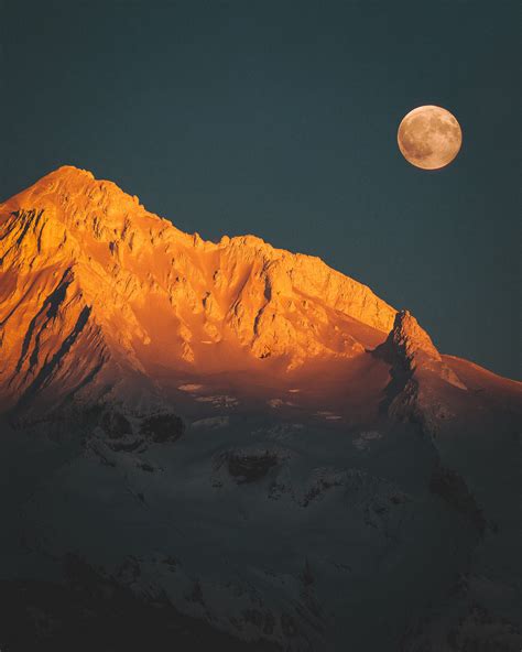 Nicholaspeterwilson Full Moon Over Mount Hood By Nicholas Peter