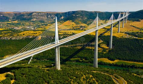 Pylons Of The Millau Viaduct Editorial Stock Image Image Of Daytime