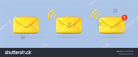 New Email Notification Icon Set Volumetric Stock Vector Royalty Free 2154306535 Shutterstock