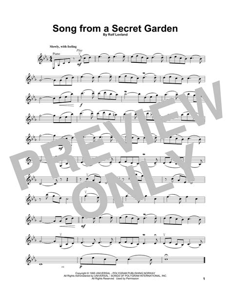 Secret Garden "Song From A Secret Garden" Sheet Music for Flute Solo