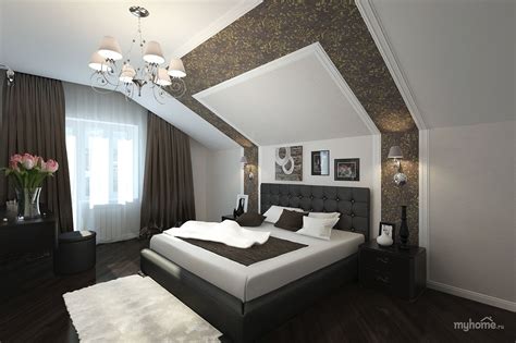 Картинки по запросу спальня со скошенным потолком Спальня в мансарде