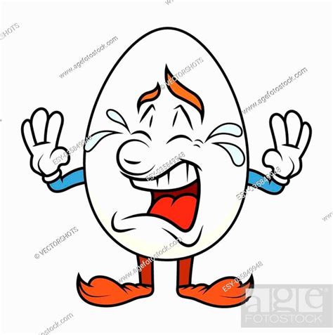 Crying Cartoon Egg Character Vector Illustration Stock Vector Vector