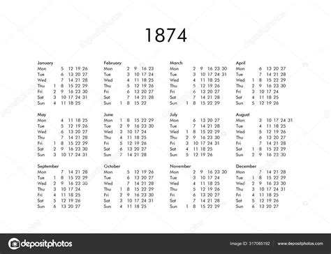 Calendario Del Año 1874 — Foto De Stock © Claudiodivizia 317085192